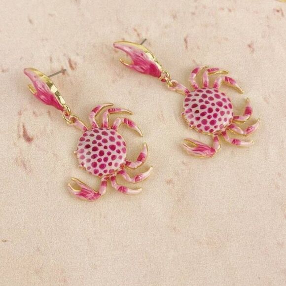 Pink Crab Earrings A1224 - Picture 2 of 5
